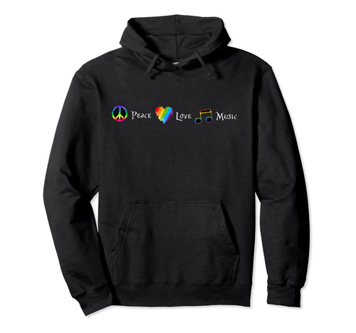 Peace Love Music Hoodie - Fun Novelty Design for Adults - T-Shirt, Sweatshirt, Hoodie