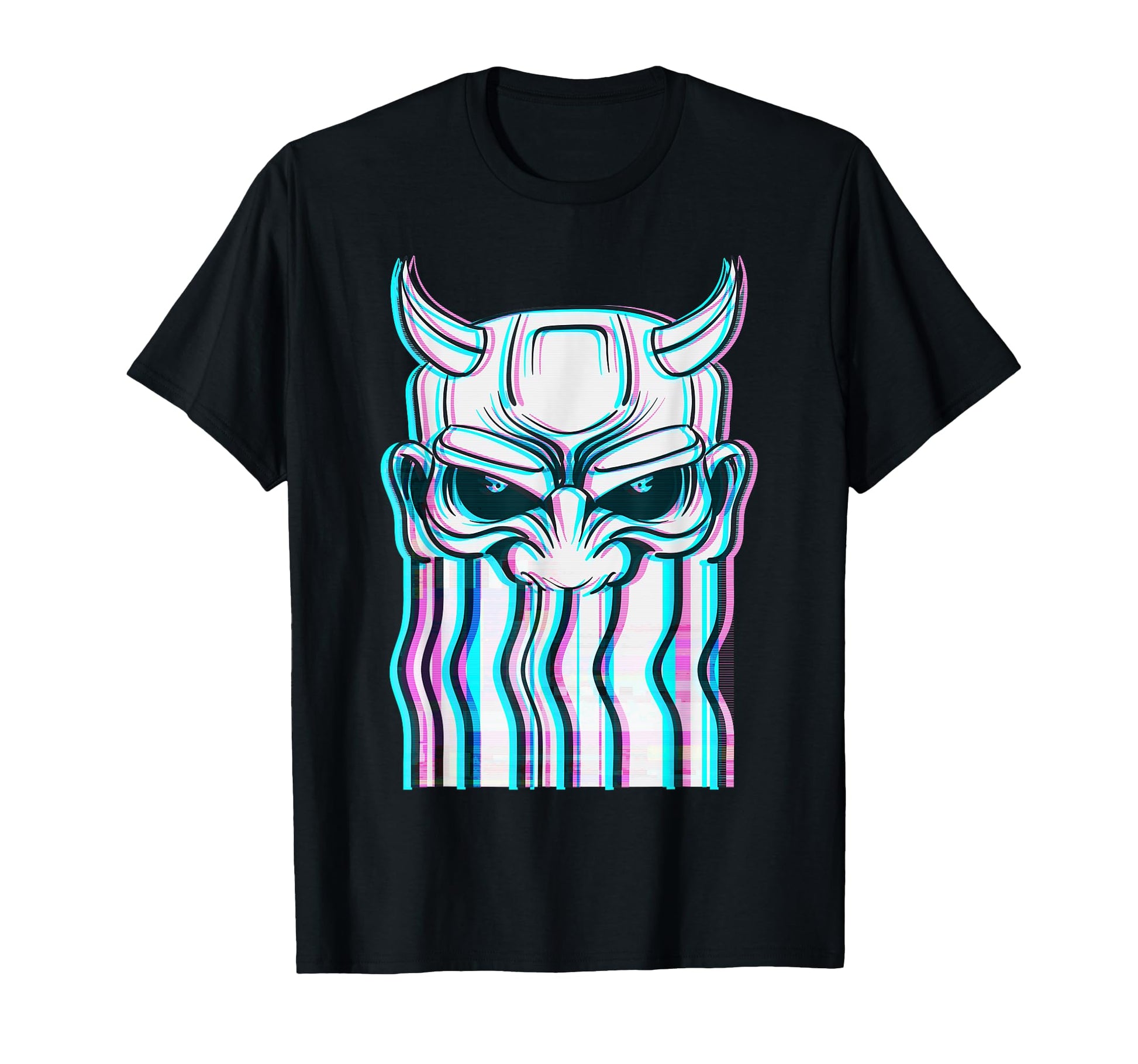 Vaporwave Japanese Oni Demon Mask T-Shirt - Graphic Print Men Women - T-Shirt, Sweatshirt, Hoodie