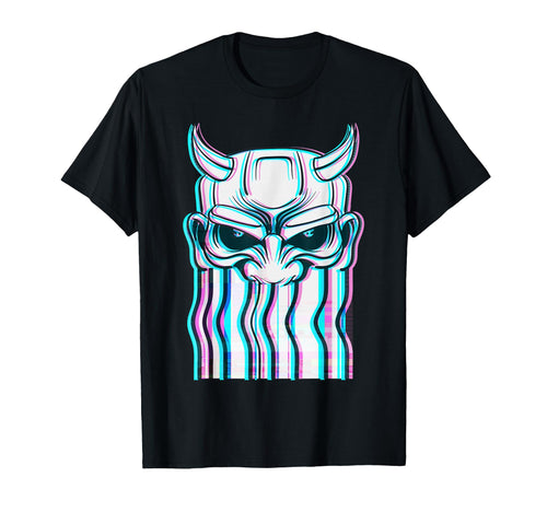 Vaporwave Japanese Oni Demon Mask T-Shirt - Graphic Print Men Women - T-Shirt, Sweatshirt, Hoodie