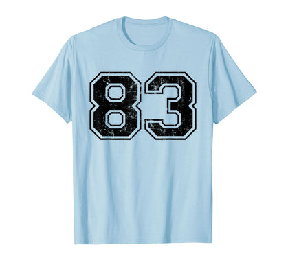 Number 83 Varsity Distressed Sport T-Shirt - Streetwear Style for Adults - T-Shirt, Sweatshirt, Hoodie