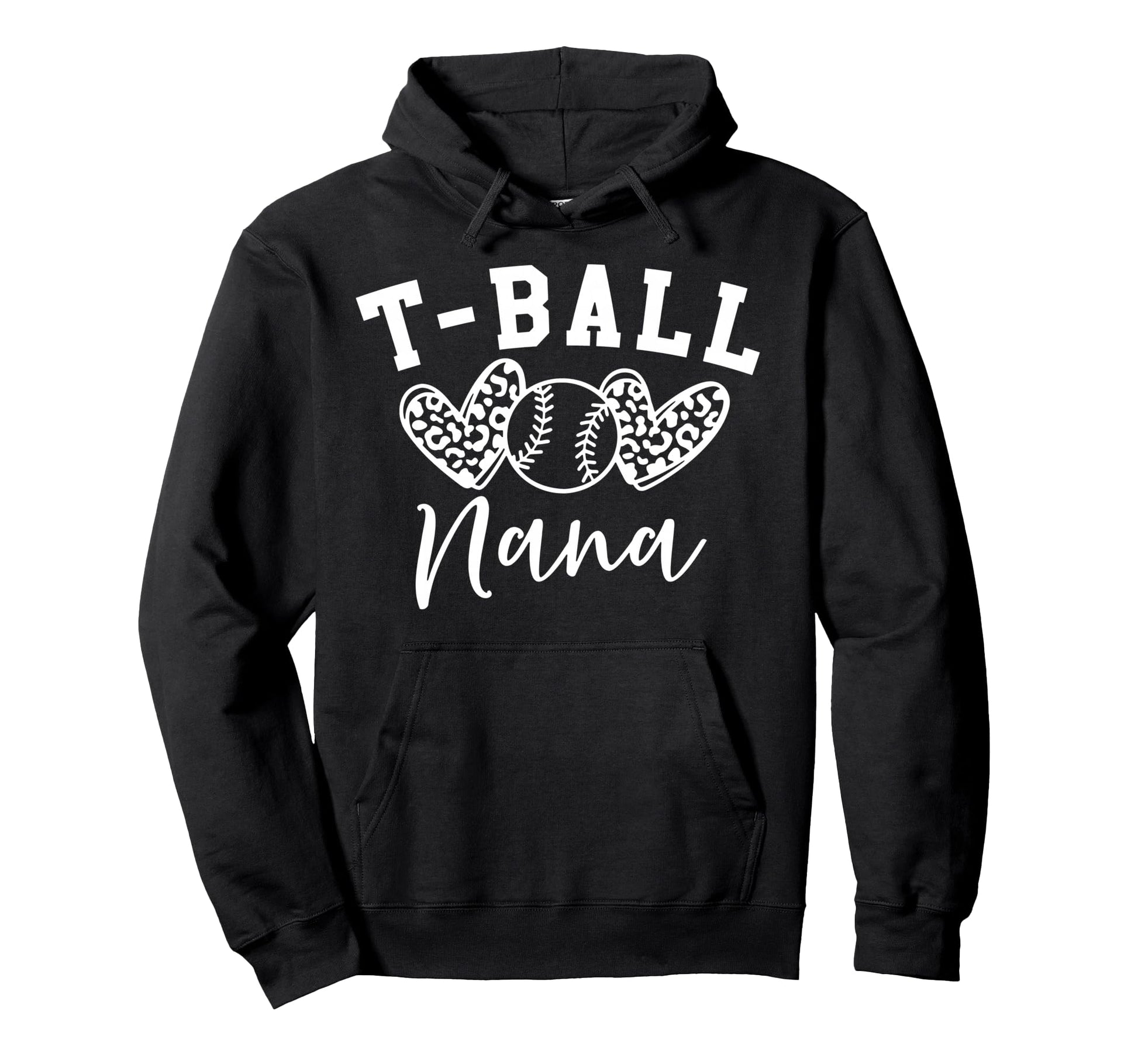 T Ball Nana Womens Baseball Heart Hoodie - Minimalist Print for Adults - T-Shirt, Sweatshirt, Hoodie