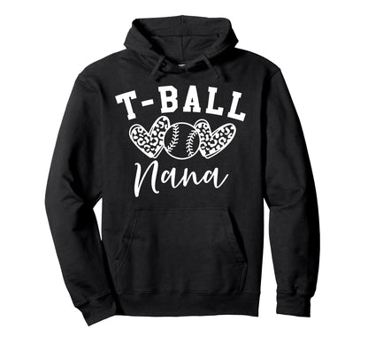 T Ball Nana Womens Baseball Heart Hoodie - Minimalist Print for Adults - T-Shirt, Sweatshirt, Hoodie