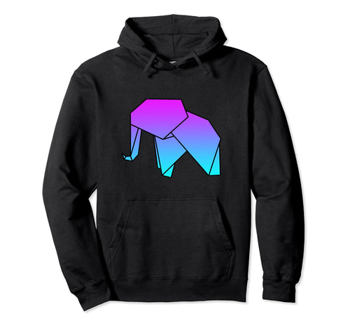 Elephant Origami Vaporwave Aesthetic Hoodie - Novelty Apparel Men Women - T-Shirt, Sweatshirt, Hoodie