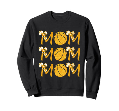 Gold Basketball Mom Floral Basketball Sweatshirt - Trendy Graphic Unisex - T-Shirt, Sweatshirt, Hoodie