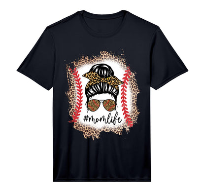 Mom Life Baseball Mom Messy Bun T-Shirt - Casual Everyday Wear Men Women - T-Shirt, Sweatshirt, Hoodie