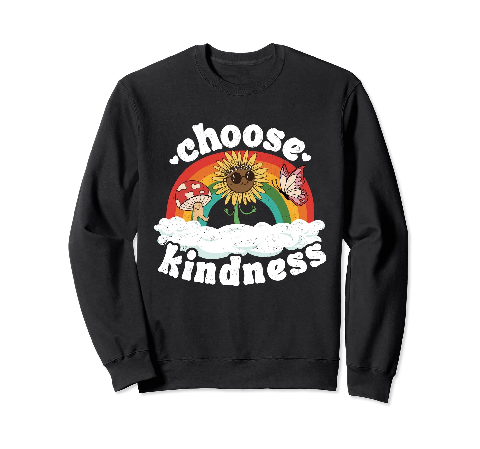 Positive Sunflower Rainbow Peace Sweatshirt - Aesthetic Graphic Men Women - T-Shirt, Sweatshirt, Hoodie