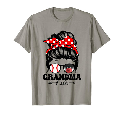 Grandma Life Messy Bun Hair Funny T-Shirt - Fun Novelty Design Unisex - T-Shirt, Sweatshirt, Hoodie