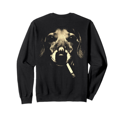 Dachshund Smoking Cigarette Grunge Sweatshirt - Custom Art Print Men Women - T-Shirt, Sweatshirt, Hoodie