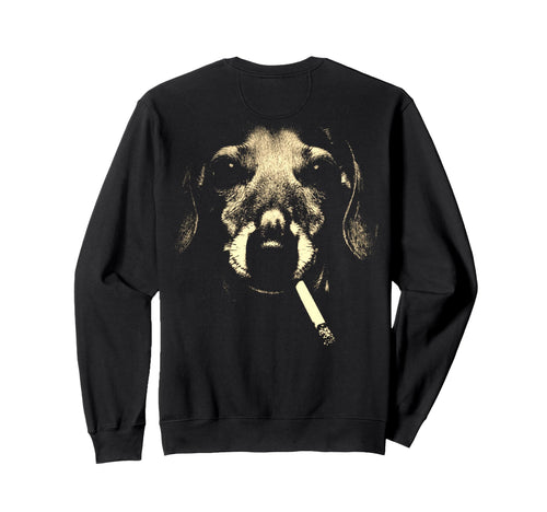 Dachshund Smoking Cigarette Grunge Sweatshirt - Custom Art Print Men Women - T-Shirt, Sweatshirt, Hoodie