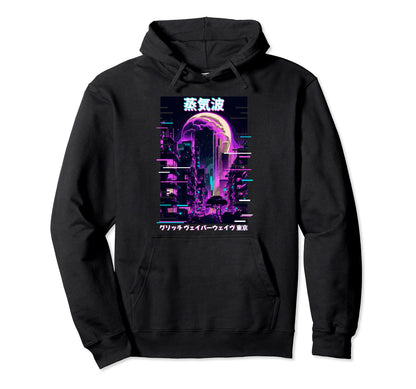 Anime Tokyo City Japanese Vaporwave Hoodie - Unique Graphic for Adults - T-Shirt, Sweatshirt, Hoodie