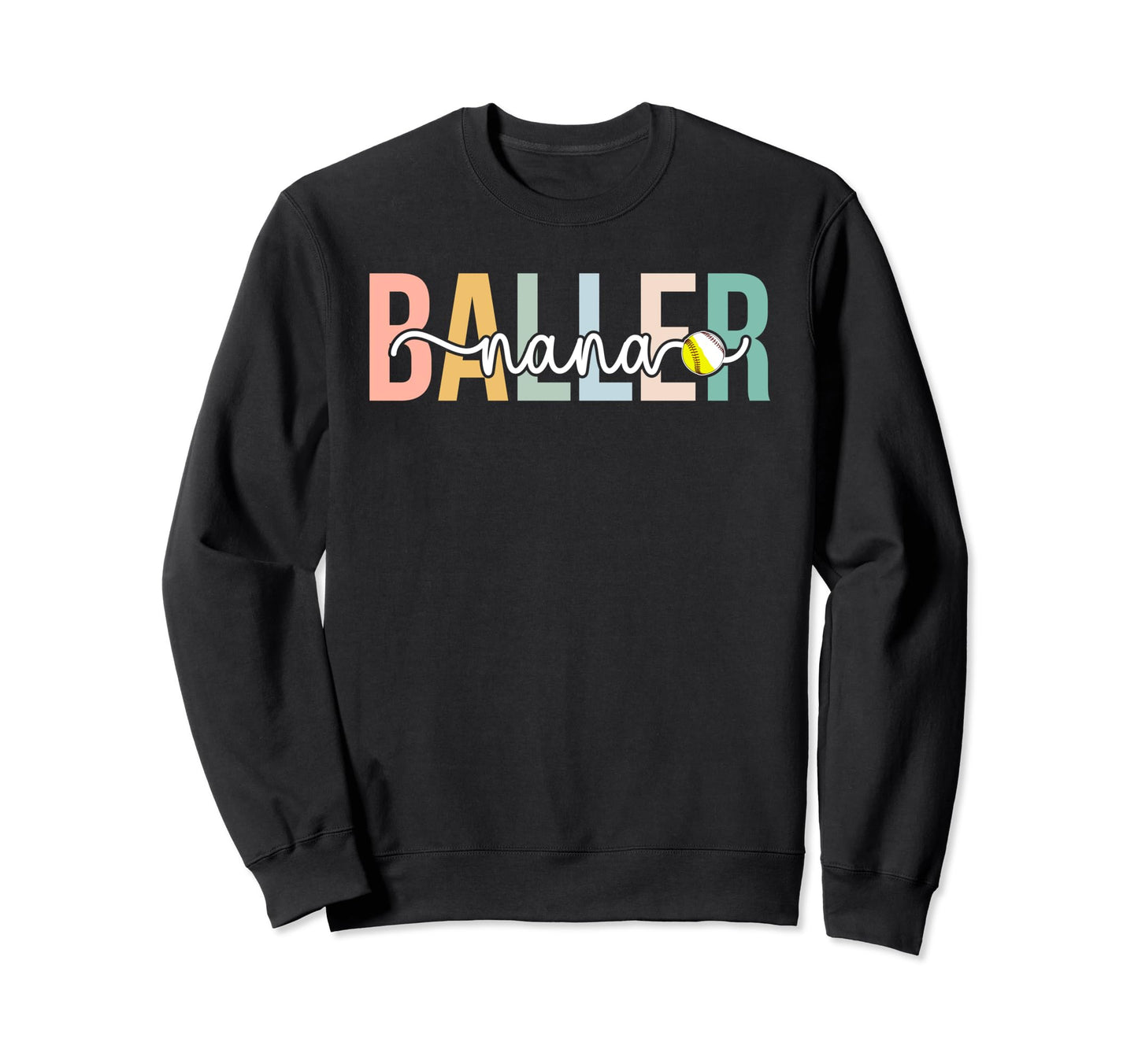 Baller Nana Boho Softball Baseball Sweatshirt - Novelty Apparel for Adults - T-Shirt, Sweatshirt, Hoodie