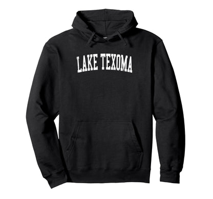 Lake Texoma Distressed White Varsity Hoodie - Minimalist Print for Adults - T-Shirt, Sweatshirt, Hoodie