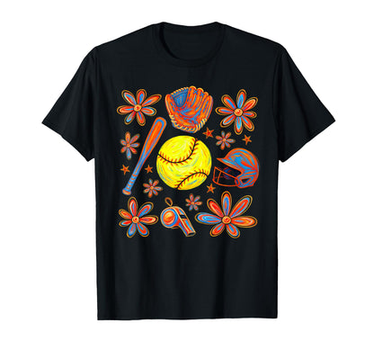 Softball Lover Game Day Floral T-Shirt - Unique Graphic for Adults - T-Shirt, Sweatshirt, Hoodie