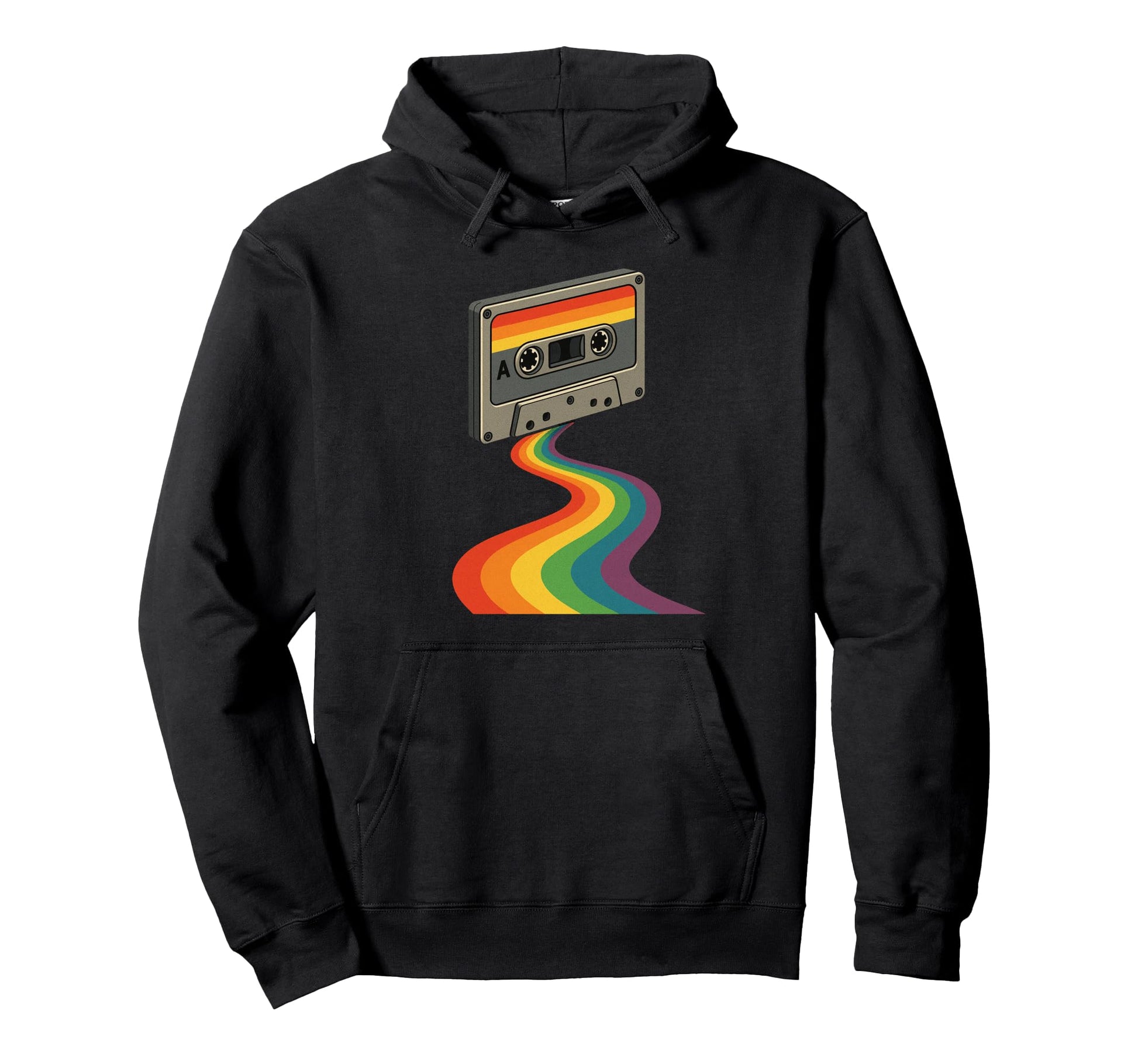 Cassette Tape Rainbow Stream Vaporwave Hoodie - Trendy Graphic for Adults - T-Shirt, Sweatshirt, Hoodie