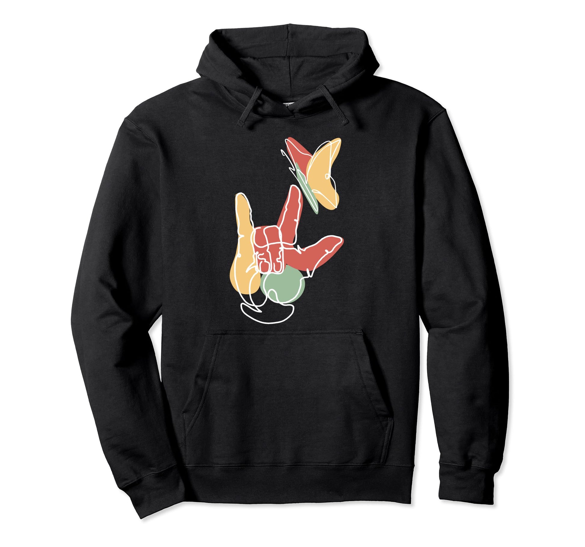 I Love You Sign Language Asl Boho Hoodie - Graphic Print for Adults - T-Shirt, Sweatshirt, Hoodie