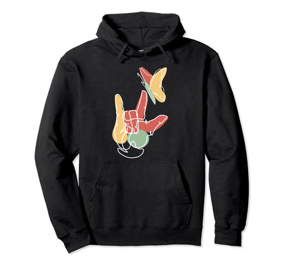 I Love You Sign Language Asl Boho Hoodie - Graphic Print for Adults - T-Shirt, Sweatshirt, Hoodie