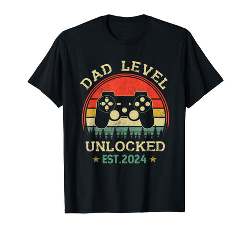 Dad Level Unlocked Est 2024 Video Gamer T-Shirt - Novelty Apparel Unisex - T-Shirt, Sweatshirt, Hoodie