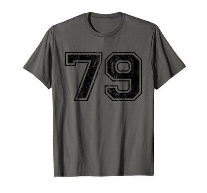 Number 79 Varsity Distressed Sport T-Shirt - Fun Novelty Design Men Women - T-Shirt, Sweatshirt, Hoodie