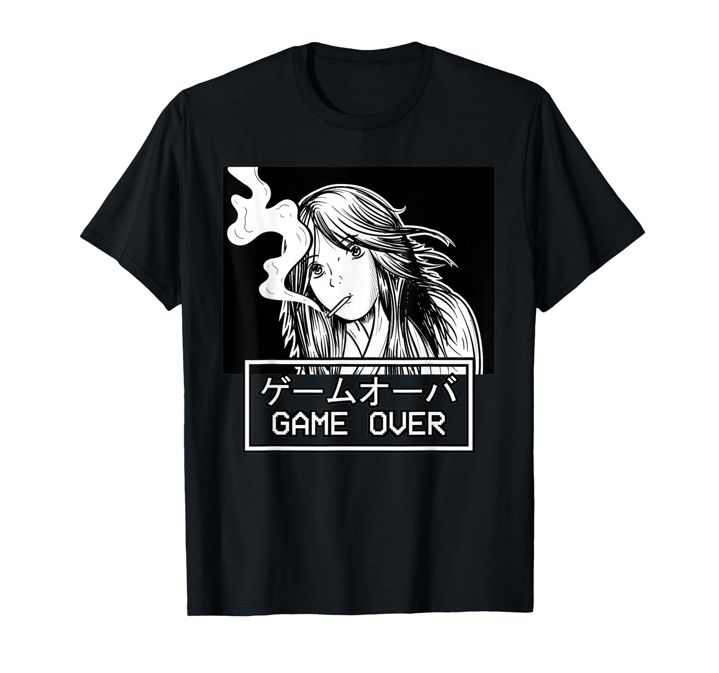 Game Over Anime Sad Aesthetic Waifu T-Shirt - Graphic Print Unisex - T-Shirt, Sweatshirt, Hoodie