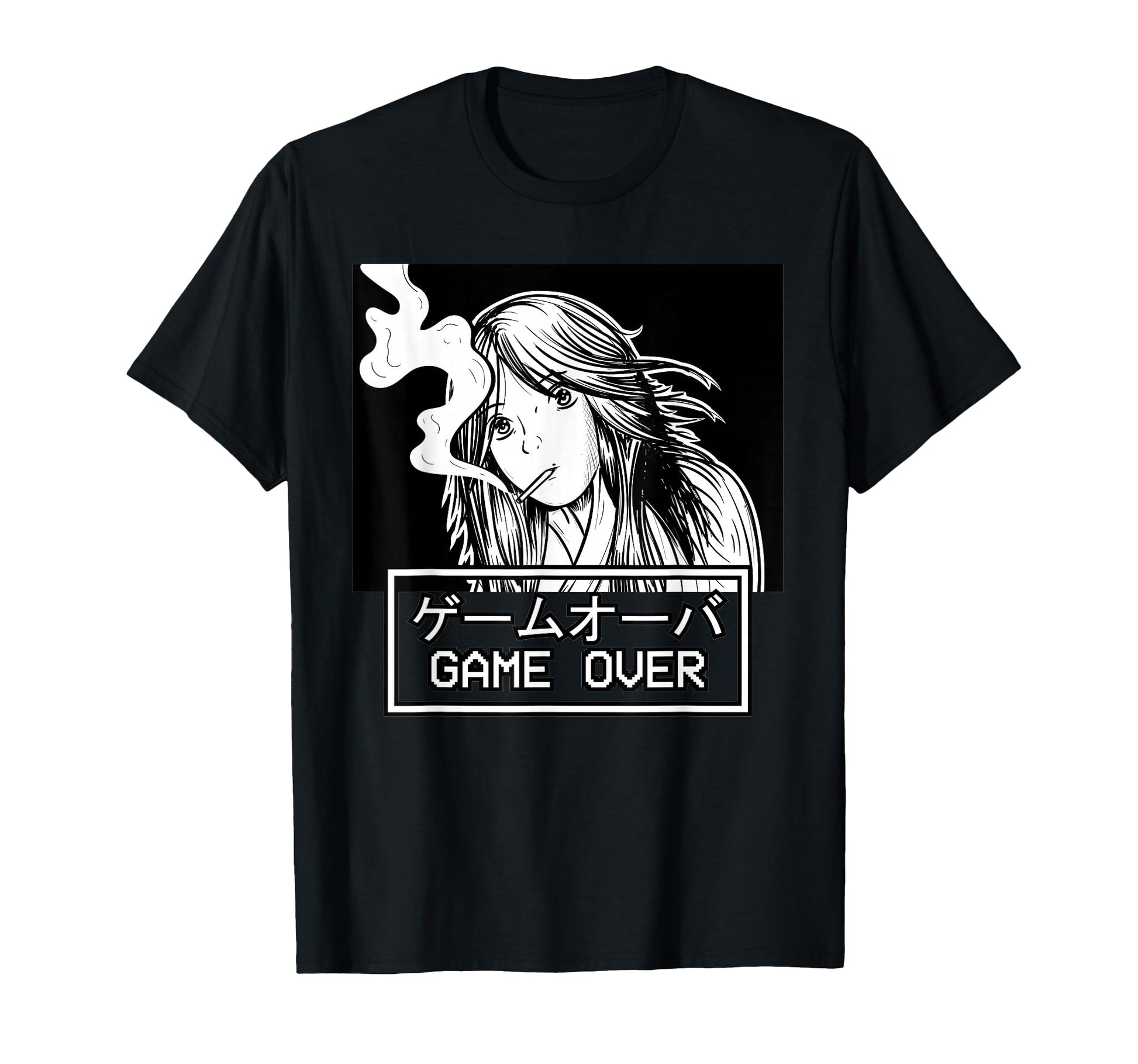 Game Over Anime Sad Aesthetic Waifu T-Shirt - Graphic Print Unisex - T-Shirt, Sweatshirt, Hoodie