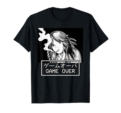 Game Over Anime Sad Aesthetic Waifu T-Shirt - Graphic Print Unisex - T-Shirt, Sweatshirt, Hoodie