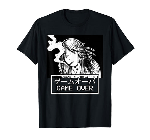 Game Over Anime Sad Aesthetic Waifu T-Shirt - Graphic Print Unisex - T-Shirt, Sweatshirt, Hoodie