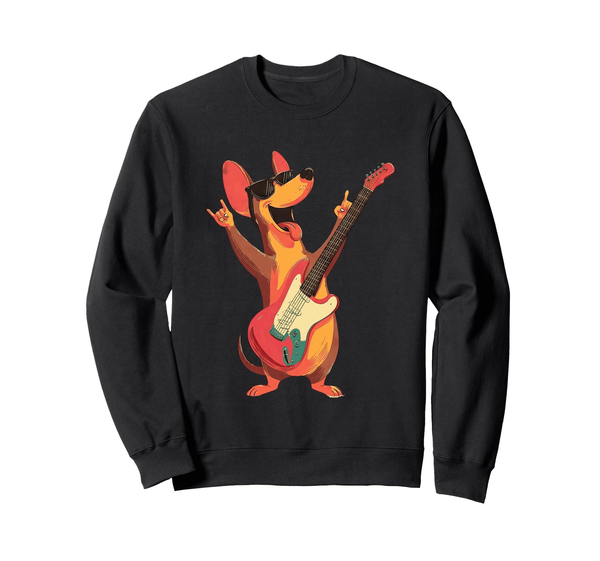 Funny Dachshund Rock Dog Guitar Sweatshirt - Streetwear Style Unisex - T-Shirt, Sweatshirt, Hoodie