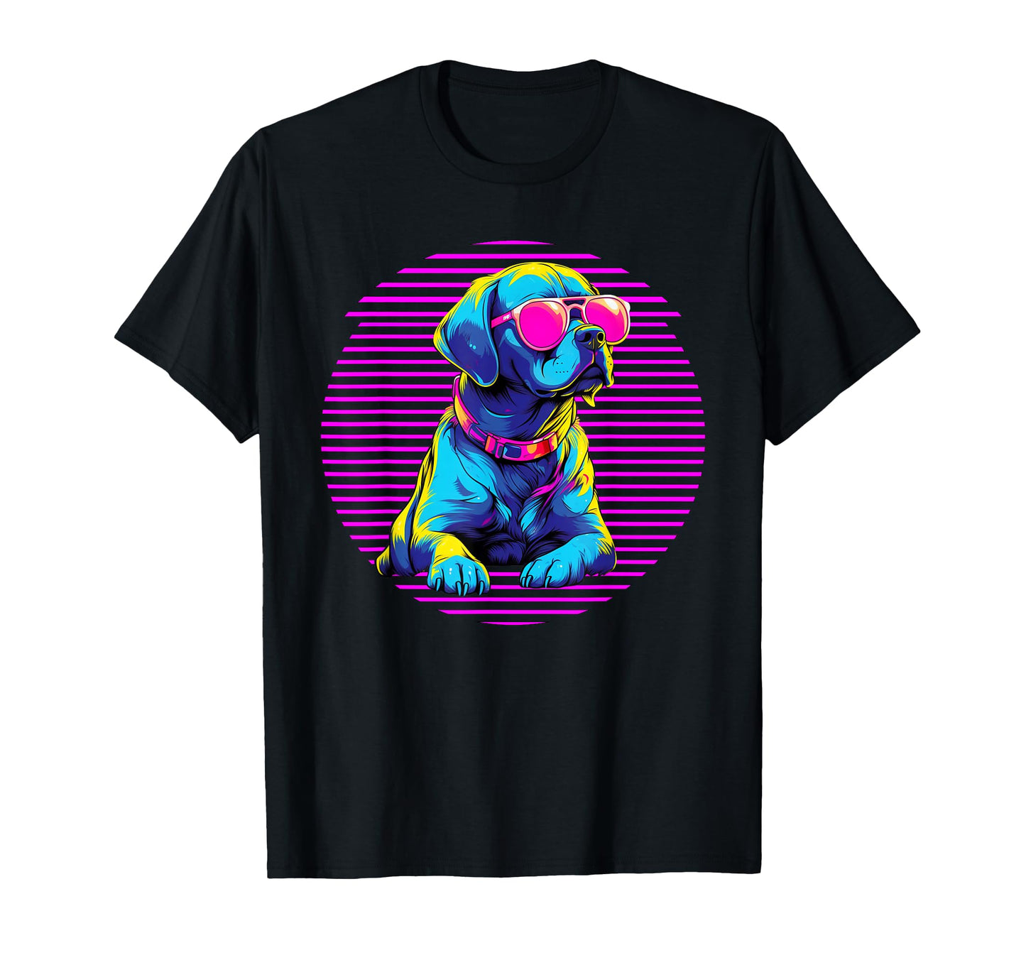 Labrador Retrowave Synthwave Aesthetic T-Shirt - Fun Novelty Design Unisex - T-Shirt, Sweatshirt, Hoodie