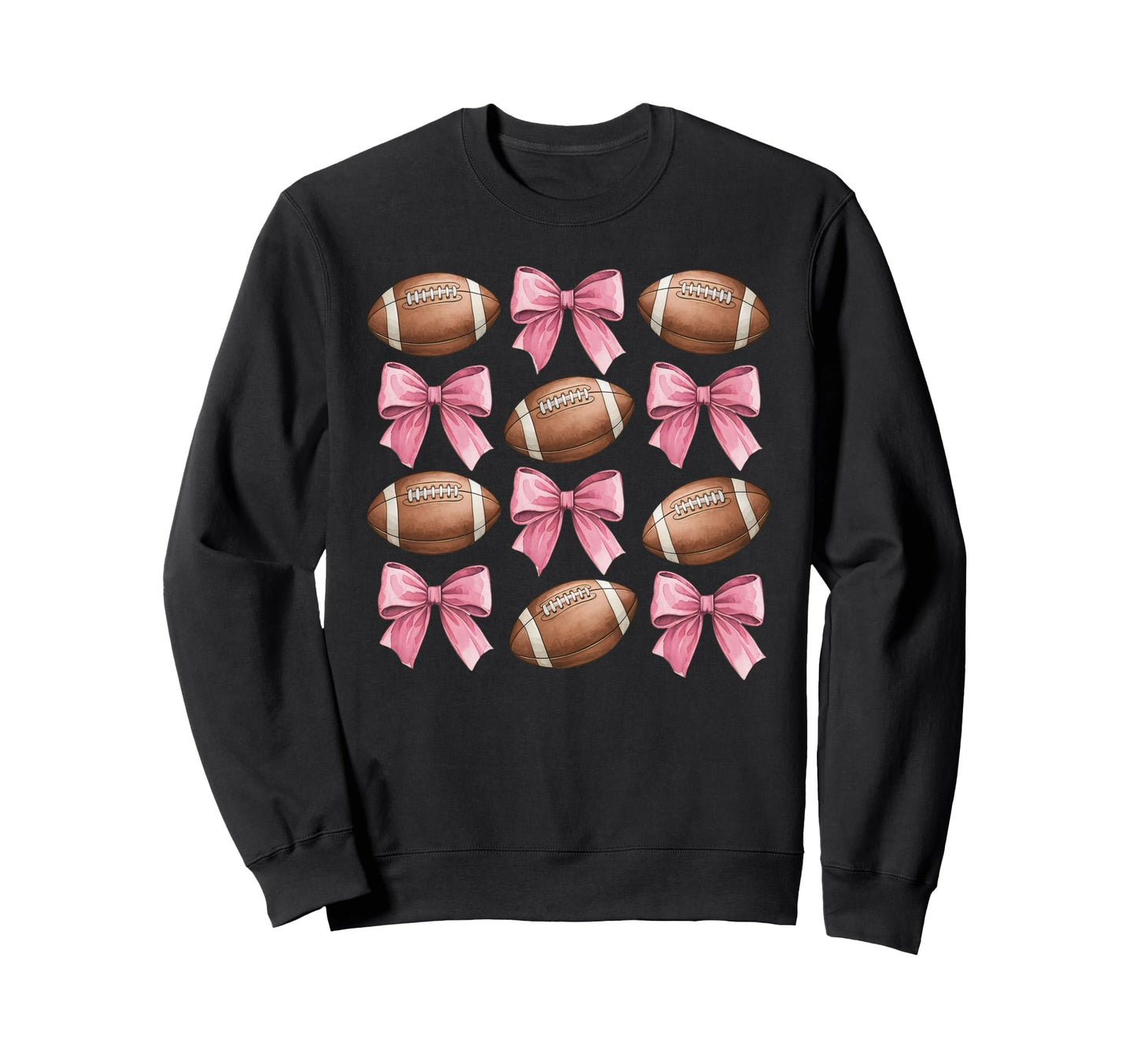 Coquette Ribbon Bow Football Sweatshirt - Casual Everyday Wear Men Women - T-Shirt, Sweatshirt, Hoodie