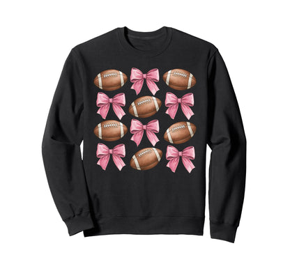 Coquette Ribbon Bow Football Sweatshirt - Casual Everyday Wear Men Women - T-Shirt, Sweatshirt, Hoodie