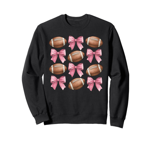 Coquette Ribbon Bow Football Sweatshirt - Casual Everyday Wear Men Women - T-Shirt, Sweatshirt, Hoodie