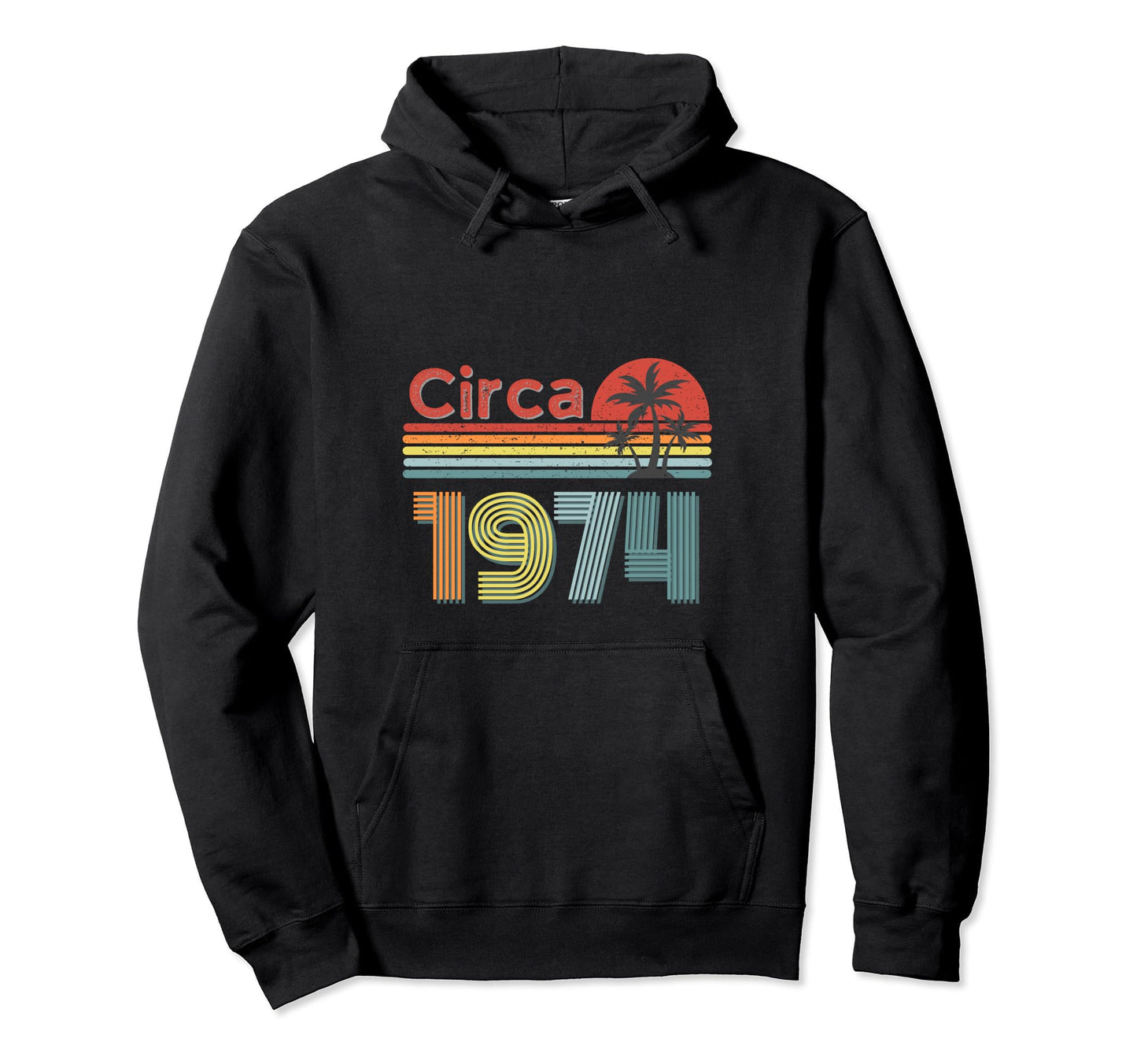Circa 1974 Fun 70S 80S Rainbow Sunset Hoodie - Unique Graphic Men Women - T-Shirt, Sweatshirt, Hoodie