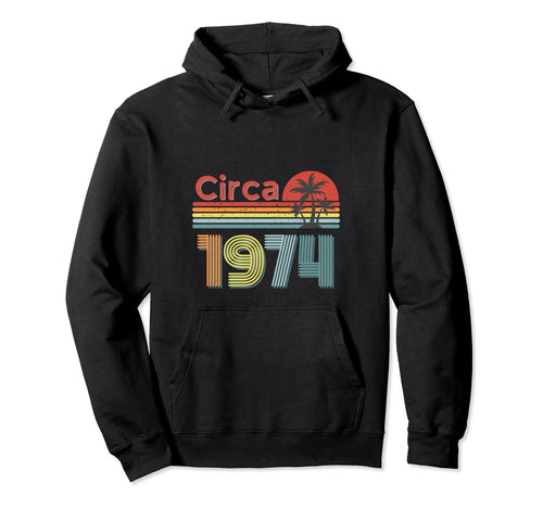 Circa 1974 Fun 70S 80S Rainbow Sunset Hoodie - Unique Graphic Men Women - T-Shirt, Sweatshirt, Hoodie