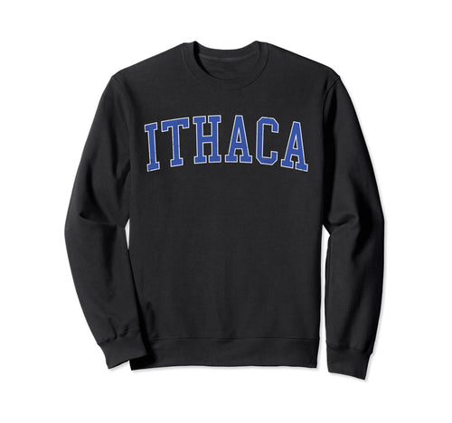 Ithaca Ny Distressed Blue Varsity Sweatshirt - Novelty Apparel for Adults - T-Shirt, Sweatshirt, Hoodie