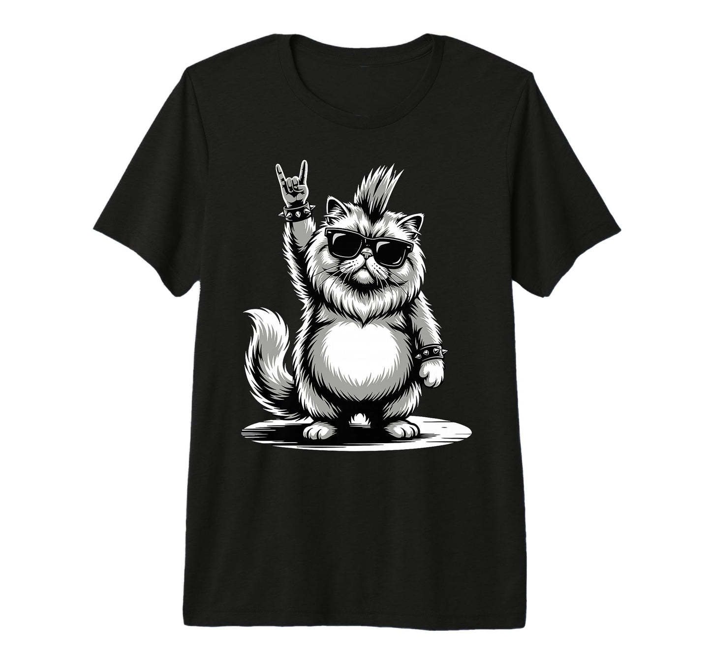 Funny Fatty Cat Loving Rock And Roll T-Shirt - Minimalist Print for Adults - T-Shirt, Sweatshirt, Hoodie