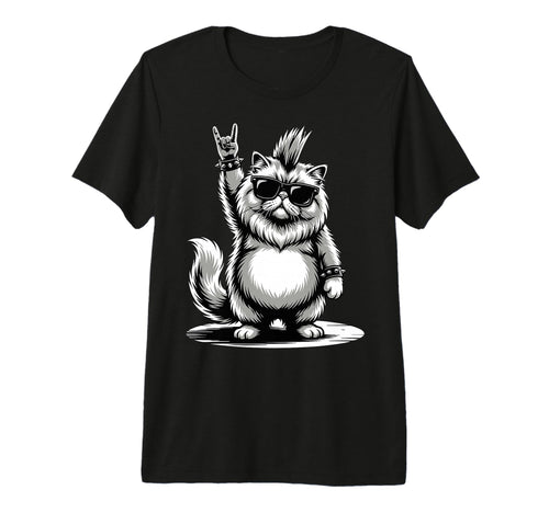 Funny Fatty Cat Loving Rock And Roll T-Shirt - Minimalist Print for Adults - T-Shirt, Sweatshirt, Hoodie
