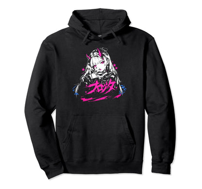 Goth Grunge Demon Anime Waifu Horror Hoodie - Aesthetic Graphic for Adults - T-Shirt, Sweatshirt, Hoodie