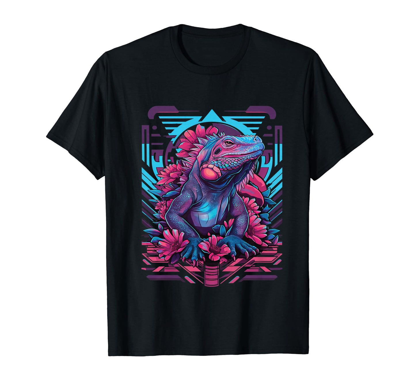 Iguana Vaporwave Aesthetic Synthwave T-Shirt - Custom Art Print Unisex - T-Shirt, Sweatshirt, Hoodie