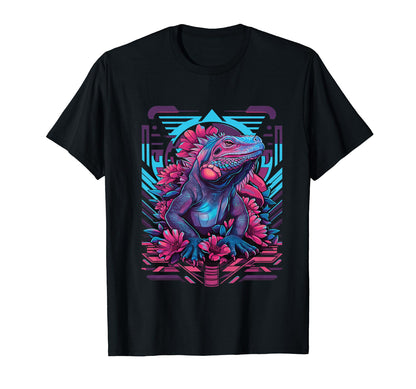 Iguana Vaporwave Aesthetic Synthwave T-Shirt - Custom Art Print Unisex - T-Shirt, Sweatshirt, Hoodie