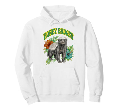 Honey Badger Groovy Floral Watercolor Hoodie - Casual Everyday Wear Unisex - T-Shirt, Sweatshirt, Hoodie