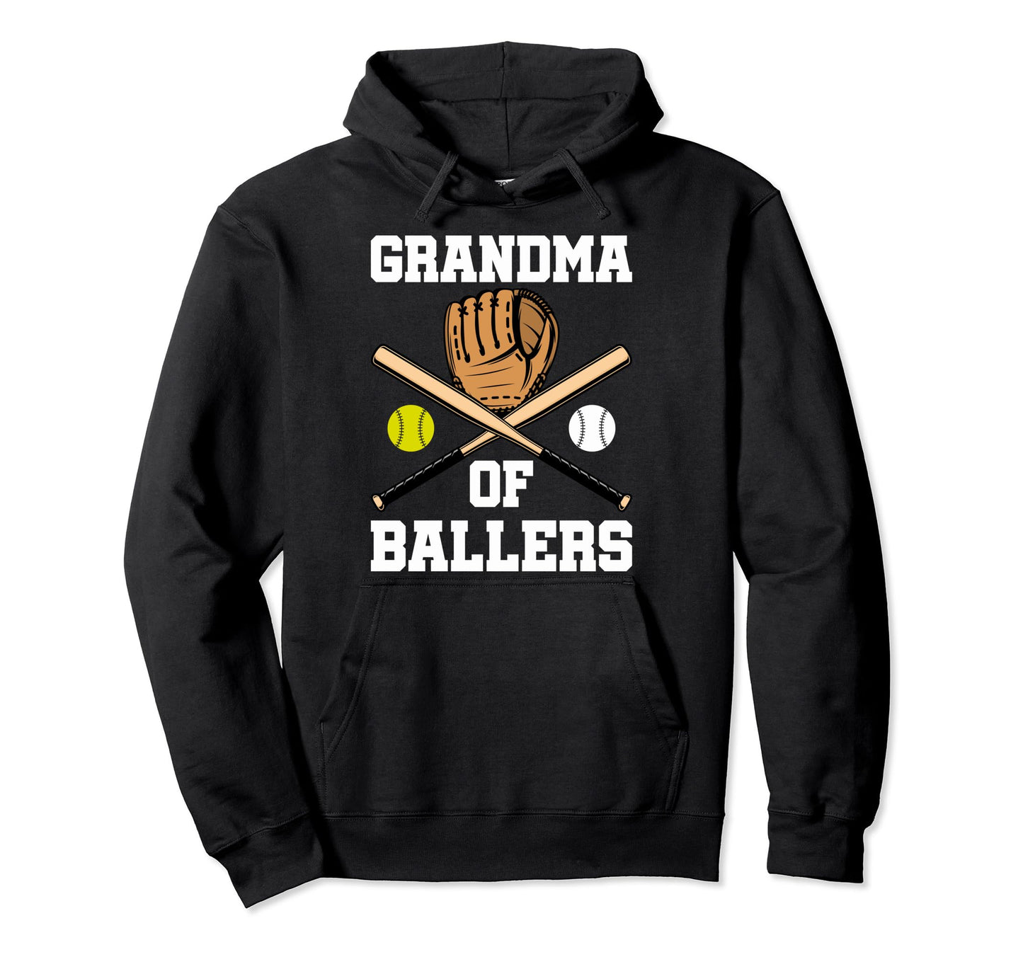Grandma Softball Grandma Baseball Game Hoodie - Unique Graphic Unisex - T-Shirt, Sweatshirt, Hoodie
