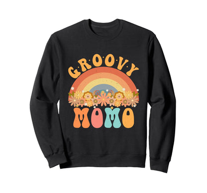 Groovy Momo Rainbow Daisy Flower Sweatshirt - Graphic Print for Adults - T-Shirt, Sweatshirt, Hoodie