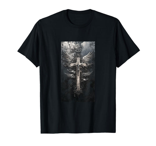 Gothic Cross Grunge Aesthetic Y2K T-Shirt - Fun Novelty Design for Adults - T-Shirt, Sweatshirt, Hoodie