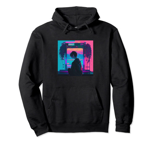 Vaperwave Aesthetic Glitch Anime Hoodie - Casual Everyday Wear Unisex - T-Shirt, Sweatshirt, Hoodie