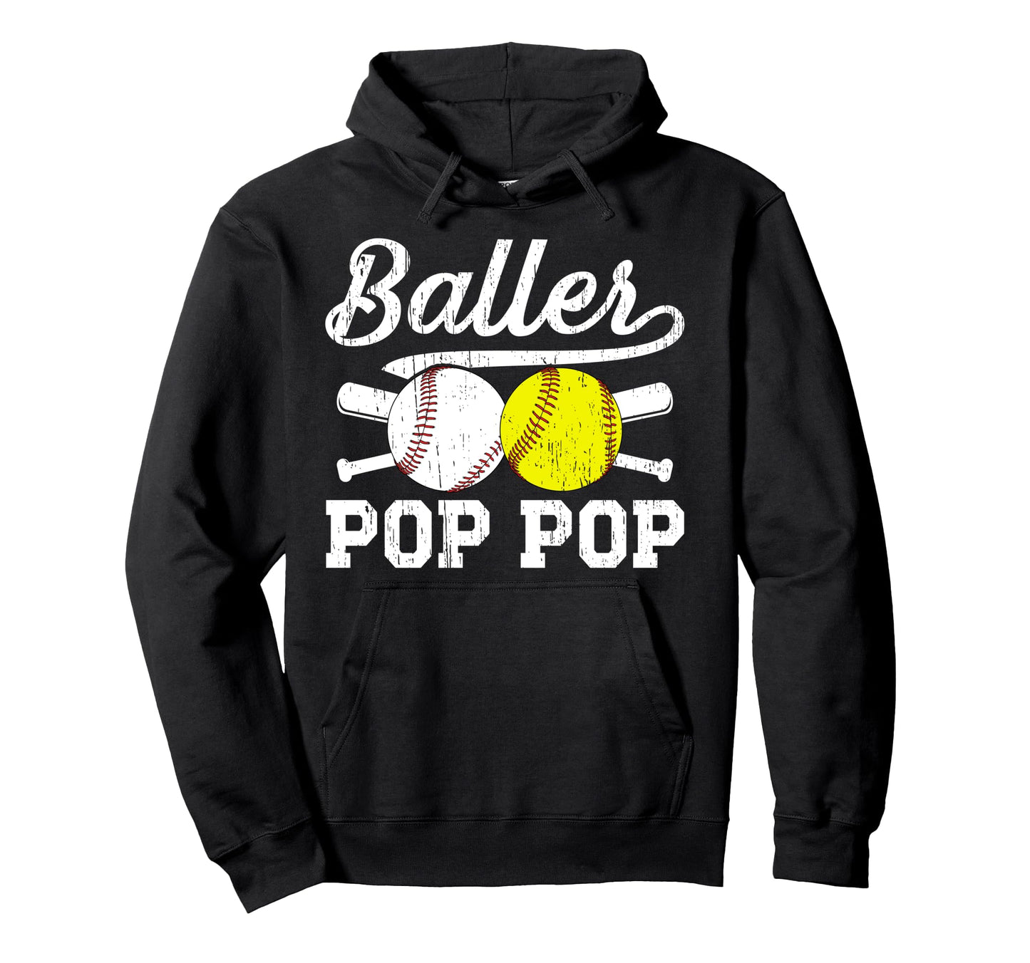 Baller Pop Pop Proud Softball Hoodie - Custom Art Print for Adults - T-Shirt, Sweatshirt, Hoodie