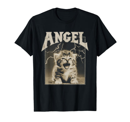 Y2K Cat Silly Angel 90S 2000S Grunge T-Shirt - Trendy Graphic for Adults - T-Shirt, Sweatshirt, Hoodie