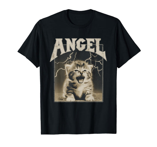 Y2K Cat Silly Angel 90S 2000S Grunge T-Shirt - Trendy Graphic for Adults - T-Shirt, Sweatshirt, Hoodie