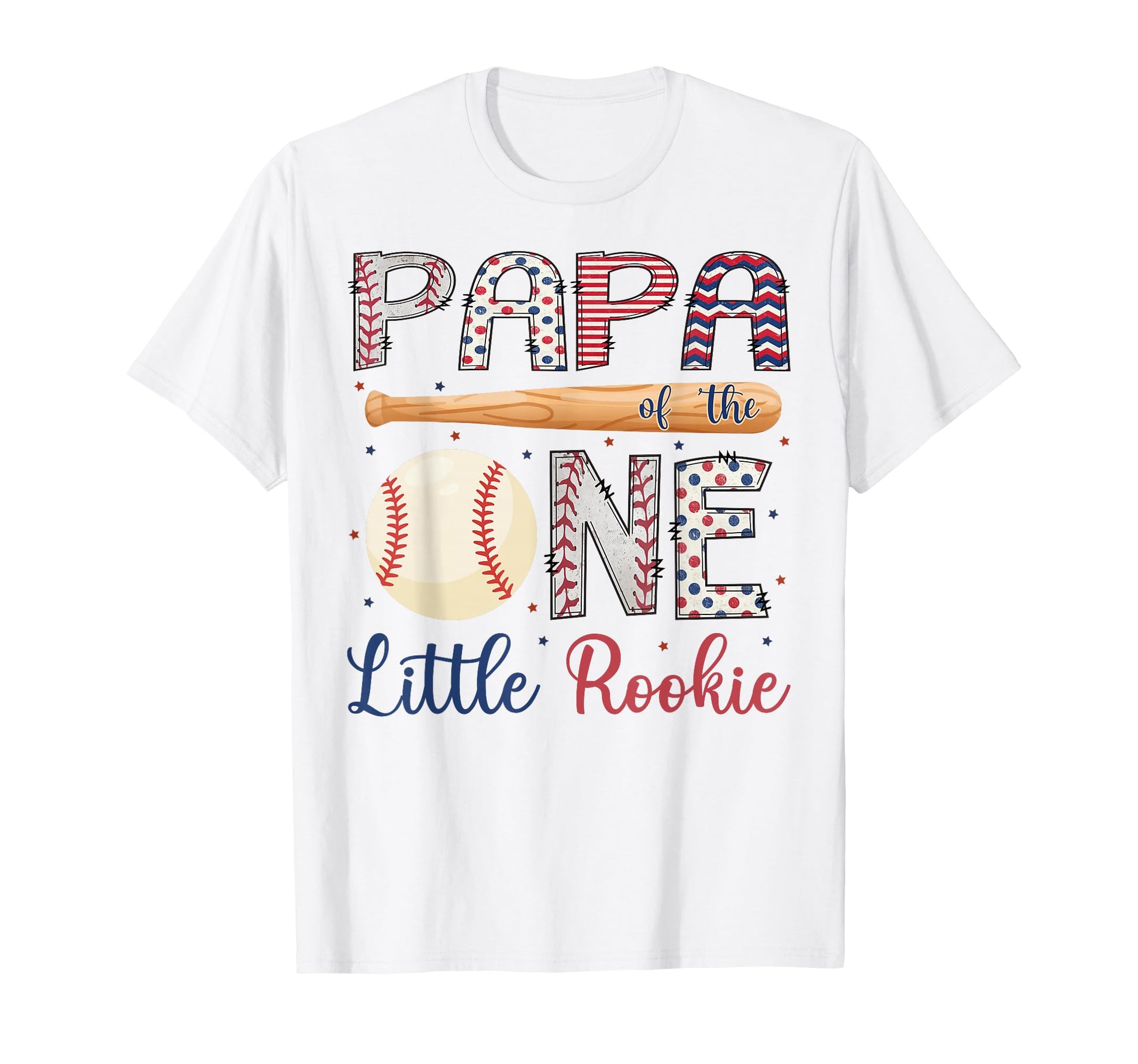 Papa One Little Rookie Baseball 1St T-Shirt - Fun Novelty Design Unisex - T-Shirt, Sweatshirt, Hoodie