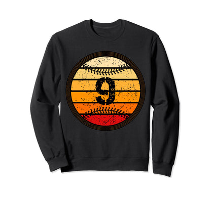 9Th Birthday Baseball 9 B Day Funny Sweatshirt - Trendy Graphic for Adults - T-Shirt, Sweatshirt, Hoodie