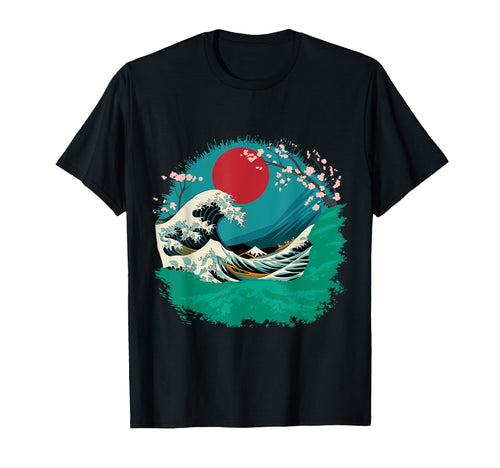 Big Wave Vaporwave Aesthetic 80S Anime T-Shirt - Unique Graphic for Adults - T-Shirt, Sweatshirt, Hoodie